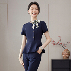 批发美容院短款工作服<b class='q'>女</b>夏季新款<b class='q'>职业</b>OL气质高端酒店餐饮服务员工装