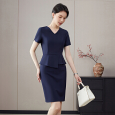 批发<b class='q'>职业装</b>气质女神范高端短袖<b class='q'>连衣裙</b>女售楼部前台美容院酒店工作服夏