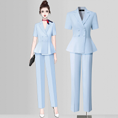 批发小个子短款职业西服套装女春夏季高级感气质干练双排扣短袖西装