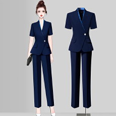 批发足浴按摩师职业工作服短袖西装外套女春<b class='q'>夏</b>季修身显瘦气质西服套装