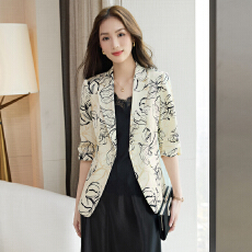 批发时尚女神范高端七分袖西装外套女2026夏季新款韩式名媛印花小西服