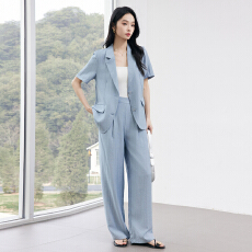 批发时尚气质名媛短袖休闲小西装外套女<b class='q'>夏</b>季新款港式女神范西装套装