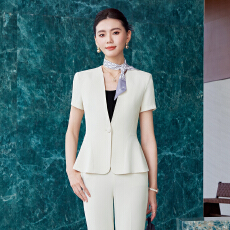 批发无领西装外套女夏季新款韩版小个子短款修身气质<b class='q'>七分袖</b>小西服套装
