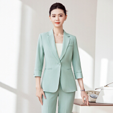 批发<b class='q'>七分袖</b>西装外套女夏季薄款韩版休闲设计感小众职业气质女神范套装