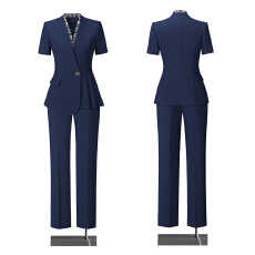 批发前台<b class='q'>职业</b>V领<b class='q'>套装</b>女夏季时尚气质女神范高端西装美容师短袖工作服