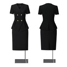 批发<b class='q'>职业</b>无领西装外套女夏季新款通勤轻熟风休闲洋气时尚短袖西服<b class='q'>套装</b>