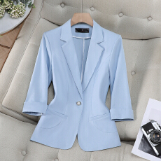 批发休闲简约七分袖西服女夏季新款气质女神范<b class='q'>职业</b>中袖西装外套