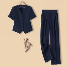 批发时尚气质短款V领小香风西装外套女<b class='q'>夏</b>季新款港式女神范小西装套裤