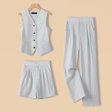 批发<b class='q'>职业</b>港式名媛马甲外套夏季高级感简约女神范干练通勤修身马甲<b class='q'>套装</b>