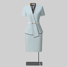 批发前台<b class='q'>职业</b>V领<b class='q'>套装</b>女夏季时尚气质女神范高端西装美容师短袖工作服