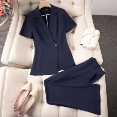 批发前台职业西装套装女夏季时尚气质女神范高端干练西装短袖工作服