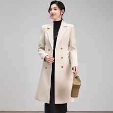 批发高冷女神范长款风衣外套女<b class='q'>秋</b>冬新款时尚韩版气质高个子双排扣大衣