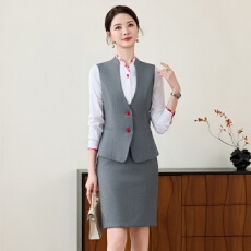 批发职业售楼部前台短款西装马甲春<b class='q'>夏</b>高级感简约干练通勤修身马甲套装