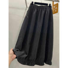 批发高端欧货2025秋<b class='q'>冬</b>新款高腰松紧双口袋中长款花苞收口毛呢半身裙女