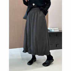 批发2025秋<b class='q'>冬</b>季灰色毛呢设计花苞裙女中长裙潮流欧货显瘦裙子高腰质感