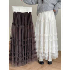 批发层次感仙女蛋糕裙法式花边网纱半身裙2026春秋新款拼接气质a字裙