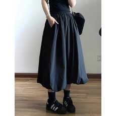 批发日式花苞裙半身裙女早春秋高腰遮跨显瘦中长款a字蓬蓬裙大摆伞裙