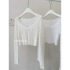 批发<b class='q'>小</b>碎花一粒扣V领<b class='q'>蕾丝</b>镂空开衫夏季女短款修身紧身<b class='q'>小</b><b class='q'>披肩</b>仙气外搭