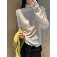 批发<b class='q'>韩版</b>蕾丝网纱绣花小衫女秋冬季新款内搭温柔气质半高领打底衫上衣