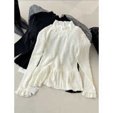 批发巨好搭！木耳边立领长袖T恤女秋冬新款温柔气质叠穿打底衫上衣潮
