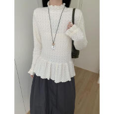 批发韩系秋冬季半高领内搭下摆荷叶边遮肉设计不挑人叠穿百搭小衫上衣