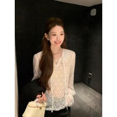 批发韩系女装温柔风<b class='q'>娃娃领</b>长袖蕾丝衫秋冬季2025时尚减龄宽松百搭上衣