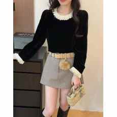 批发法式复古<b class='q'>蕾丝</b>花边拼接丝绒<b class='q'>衬衫</b>女上衣2026春秋时尚显瘦气质打底衫