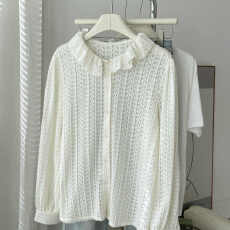 批发荷叶边花边领长袖磨毛蕾丝打底衫女洋气<b class='q'>新款</b>内搭法式蕾丝衬衫上衣