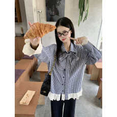 批发韩系蕾丝拼接<b class='q'>衬衫</b>女款早春独特超好看单穿<b class='q'>衬衣</b>小众减龄设计感上衣