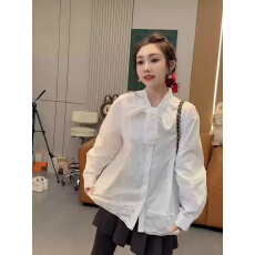批发韩版时尚设计感蕾丝蝴蝶结系带<b class='q'>长袖</b><b class='q'>衬衫女</b>2026春新款别致上衣衬衣