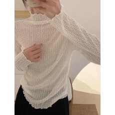 批发半高领网纱打底衫女春秋款内搭性感透明纱衣长袖T恤<b class='q'>韩版</b>蕾丝上衣