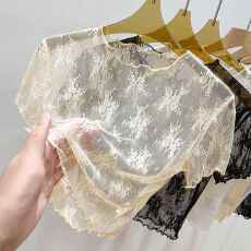 批发韩系<b class='q'>蕾丝</b>网纱<b class='q'>打底衫</b>女夏季吊带裙内搭t恤女短袖防晒罩衫<b class='q'>蕾丝</b>上衣