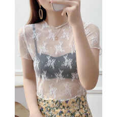 批发2026夏季新款<b class='q'>蕾丝</b><b class='q'>打底衫</b>女网纱黑色性感内搭短袖罩衫<b class='q'>蕾丝</b>吊带裙