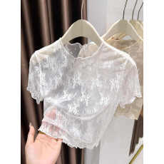 批发<b class='q'>蕾丝</b>网纱<b class='q'>打底衫</b>女夏季吊带裙内搭t恤女短袖防晒罩衫<b class='q'>蕾丝</b>上衣百搭