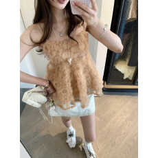 批发韩系甜美重工网纱刺绣吊带背心女夏季小众别致<b class='q'>无袖</b>外穿上衣蕾丝衫