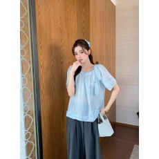 批发2026年夏季<b class='q'>新款</b>绑带蝴蝶结韩风甜美下摆木耳边短袖小衫上衣女减龄