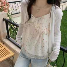 批发2026春夏季新款韩系V领碎花小衫+披肩显瘦百搭气质套装上衣女减龄