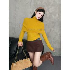 批发法式披肩斗篷针织衫套装女秋季<b class='q'>新款</b>高领<b class='q'>毛衣</b>内搭打底衫上衣两件套