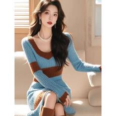 批发<b class='q'>小香风</b>超好看气质漂亮仙女针织<b class='q'>连衣裙</b>秋季新款配大衣加厚毛衣裙子