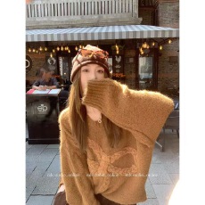 软绒蝴蝶结 复古软糯温柔毛衣女秋季新款2025甜美宽松针织衫