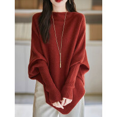 批发慵懒风针织衫毛衣2025春秋装新款不规则设计感<b class='q'>蝙蝠</b>袖羊毛衫女上衣