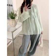 批发空气感<b class='q'>手工</b>钩花<b class='q'>毛衣</b>法式立体花朵长袖针织衫女装减龄显瘦上衣