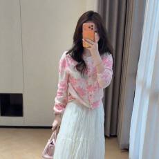 批发粉色花朵薄款气质针织<b class='q'>开衫</b><b class='q'>女</b>装2026春夏新款休闲百搭防晒上衣