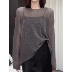 批发19支亚麻<b class='q'>镂空</b>鱼骨线条钩花<b class='q'>针织</b>衫防晒<b class='q'>罩衫</b>女春夏上衣