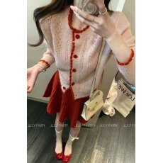 批发2026春季新款甜美百搭复古撞色清新软糯毛衣外穿针织开衫外套长袖