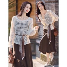 批发今年流行爆款长袖镂空<b class='q'>针织</b><b class='q'>罩衫</b>