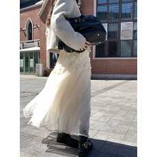 批发馨帮帮白色半身裙女秋<b class='q'>冬</b>中长款不规则伞裙设计感小众重工网纱裙子