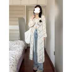 镂空防晒罩衫薄款女度假风吊带外搭披肩中长款针织开衫夏