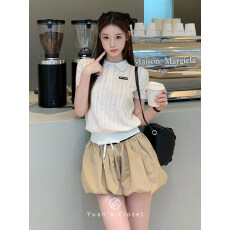 批发2026新款韩版时尚百搭学院风女设计感小众修身简约纯欲镂空polo领