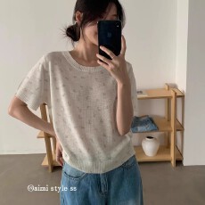 批发AIMISTYLE-热卖整个夏高质感舒适慵懒精致碎花针织衫32235